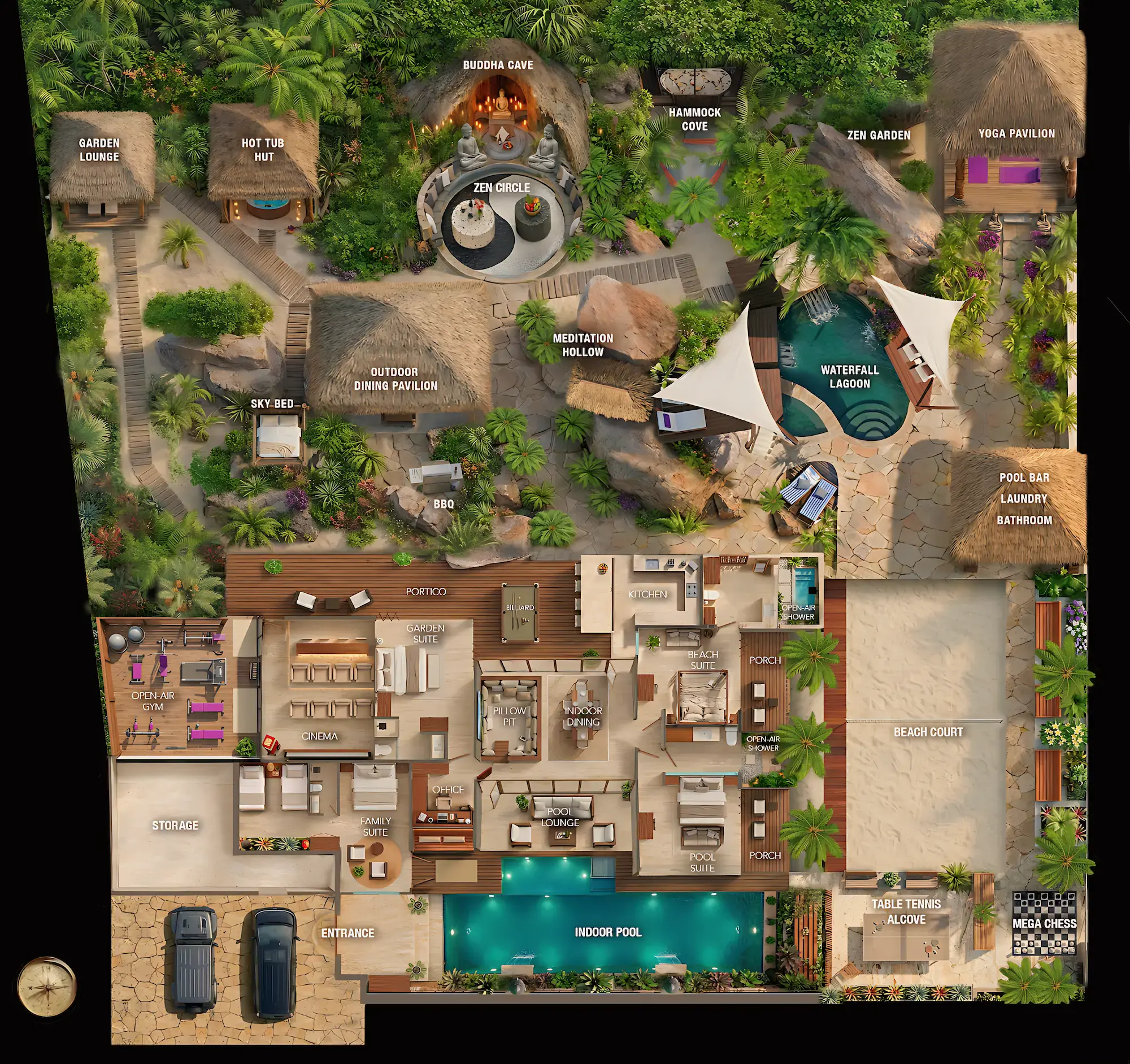 Bali Retreat Aruba — villa floor plan